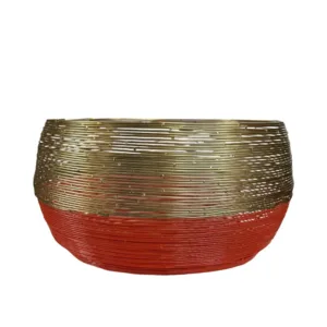 Καλάθι Μεταλλικό Κοραλί-Χρυσό 33x20cm