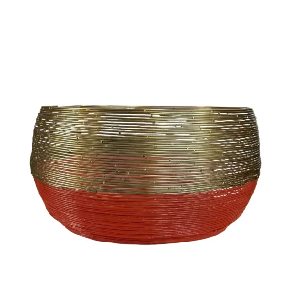 Καλάθι Μεταλλικό Κοραλί-Χρυσό 33x20cm