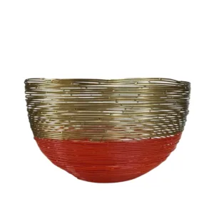 Καλάθι Μεταλλικό Κοραλί-Χρυσό 26x15cm