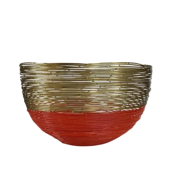 Καλάθι Μεταλλικό Κοραλί-Χρυσό 26x15cm