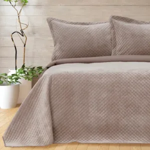 Κουβερλί Μονό Microfiber Βελούδο Καφέ 160x220 cm - Borea