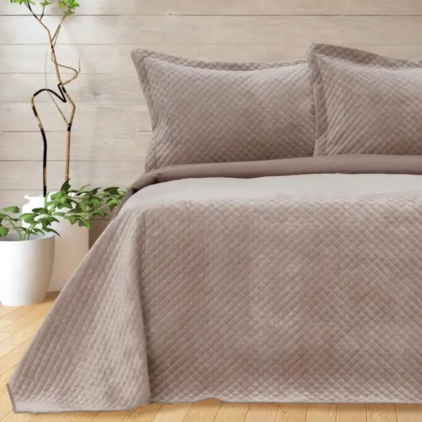 Κουβερλί Μονό Microfiber Βελούδο Καφέ 160x220 cm - Borea