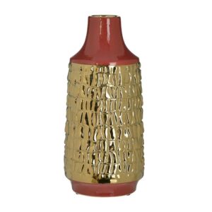 Κεραμικό Βάζο Μπορντό/Χρυσό Φ16x37cm – Inart