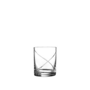 Σετ 6 Ποτήρια Ουίσκι 320ml από Οικολογικό Κρύσταλλο – Με Ανάγλυφες Γραμμές