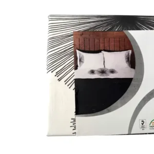 Σετ Σεντόνια Υπέρδιπλα Βαμβακερά Wind Digital Print Λευκό-Μαύρο – Borea