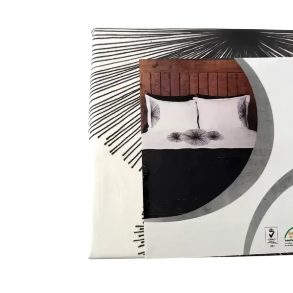 Σετ Σεντόνια Υπέρδιπλα Βαμβακερά Wind Digital Print Λευκό-Μαύρο – Borea