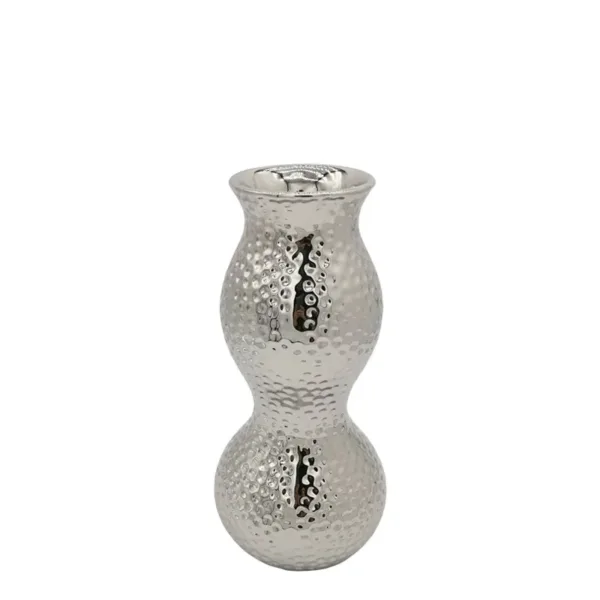 Κεραμικό Βάζο Ασημί Σφυρήλατο 13x28,5cm