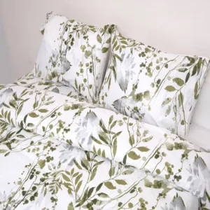 Παπλωματοθήκη Όλιβ (Σετ 2τμχ) White-Green Viopros