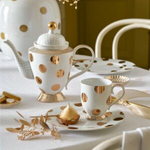 Κούπα από Πορσελάνη Taza de lunares blanco-dorado 350ml – PiP Studio