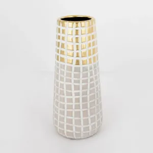 Βάζο Κεραμικό Beige/Gold 25,5cm – Estheti Home