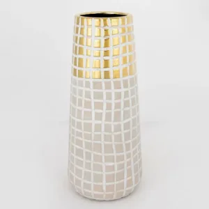 Βάζο Κεραμικό Beige/Gold 32cm - Estheti Home