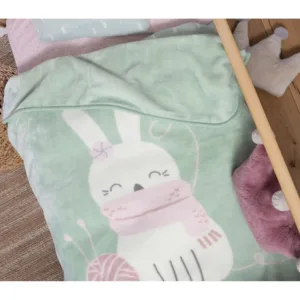 Βρεφική Κουβέρτα Αγκαλιάς I Love Bunnies Pistachio (75x100) - Nef Nef