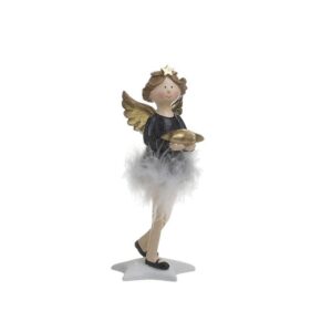 Άγγελος Resin Μαύρος/Χρυσός 8x9x20cm