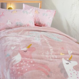 NEF-NEF Παιδική Κουβέρτα Unicorn Forever 160x220cm – Pink