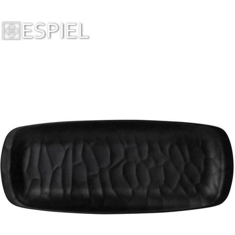 Espiel Wavy Ορθογώνιο Πιάτο Γλυκού από Μελαμίνη Matte Black