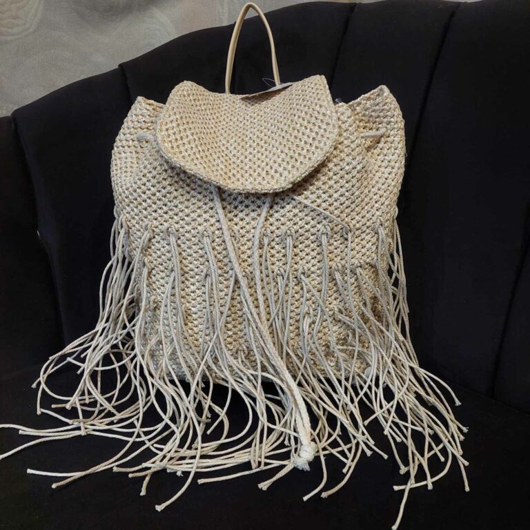Ble Resort Collection Ψάθινη Τσάντα Μπεζ με Κρόσσια