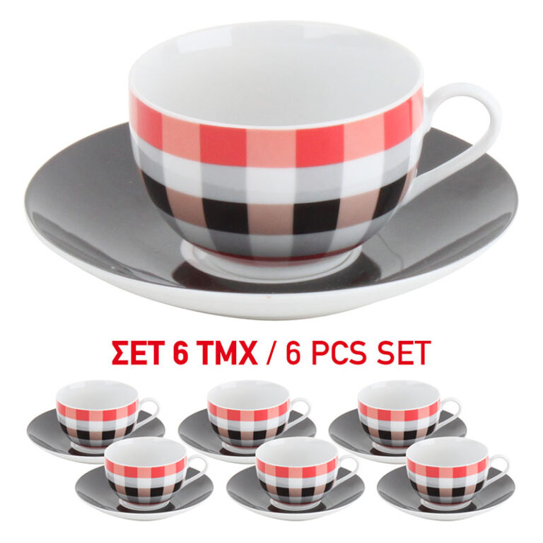 Φλυτζάνια Τσαγιού Πορσελάνινα με Πιατάκι 6 τεμ