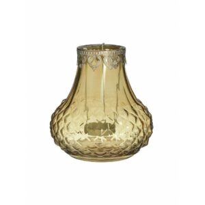 Διακοσμητικό Κηροπήγιο Γυαλί-Μέταλλο Κίτρινο