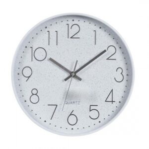 Ρολόι Τοίχου Πλαστικό Λευκό-Ασημί 30×30×4,5 cm