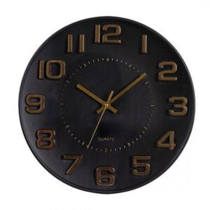 Ρολόι Τοίχου Πλαστικό Μαύρο-Χρυσό 30 εκ