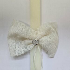 Πασχαλινή Λαμπάδα με Φιόγκο και Καρδούλα 29εκ