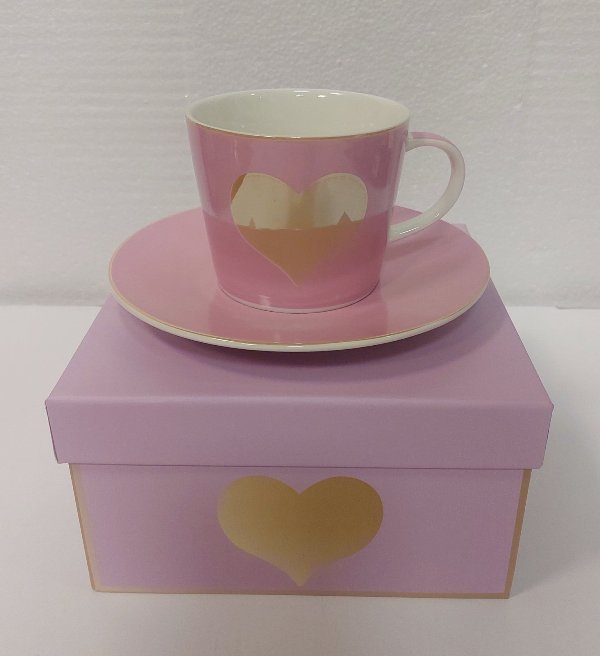 Φλυτζάνι με Πιατάκι Big Heart Ροζ