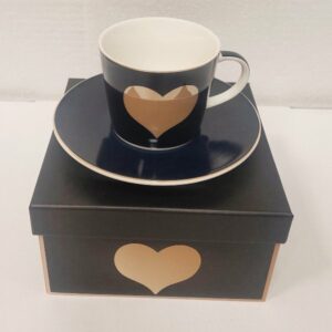 Φλυτζάνι με Πιατάκι Big Heart Σκούρο Μπλε