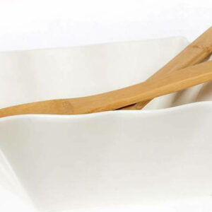 Cryspo Trio Square Σαλατιέρα με Κουτάλες από Πορσελάνη Λευκή 28x28x10cm 3τμχ