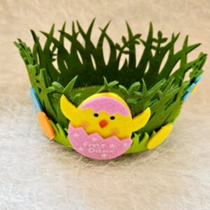 Στρογγυλό Τσόχινο Καλαθάκι για Αυγά με Πουλάκι