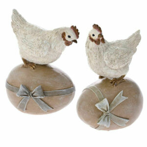 Πασχαλινή Κότα Polyresin Πάνω σε Αυγό 12,5x9x7εκ