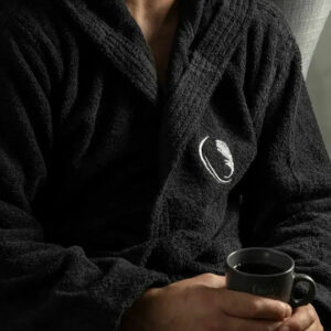 Borea Μπουρνούζι με Κουκούλα Μαύρο 420gr/m² Extra Large