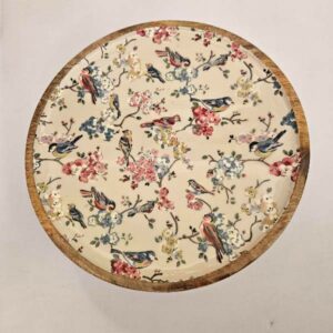 Ξύλινη Τουρτιέρα με Φλοράλ Διακόσμηση και Γυάλινο Καπάκι