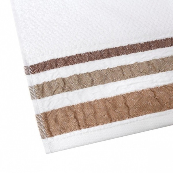 100-121 ΣΕΤ ΠΕΤΣΕΤΕΣ ΜΠΑΝΙΟΥ 3ΤΜΧ PLADE BEIGE Λευκό / Καφέ