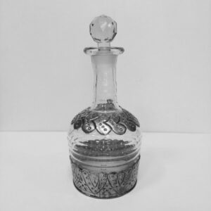 Inart Γυάλινη Καράφα με Ασημί Μεταλλικές Λεπτομέρειες 29x12cm