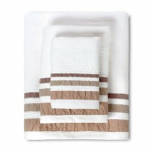 ΣΕΤ ΠΕΤΣΕΤΕΣ ΜΠΑΝΙΟΥ 3ΤΜΧ PLADE BEIGE  Λευκό / Καφέ