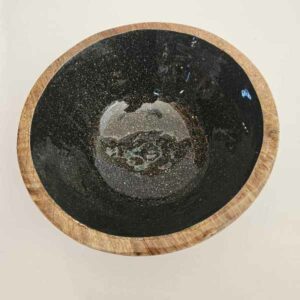 Ξύλινη Σαλατιέρα με Εσωτερική Επίστρωση Μαύρου Γρανίτη 25x25x10cm