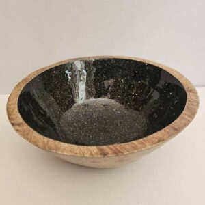 Ξύλινη Σαλατιέρα με Εσωτερική Επίστρωση Μαύρου Γρανίτη 25x25x10cm