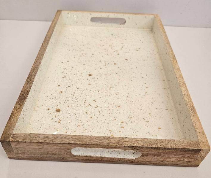 25145 Ξύλινος Δίσκος Σερβιρίσματος Μπεζ 41x25x5cm