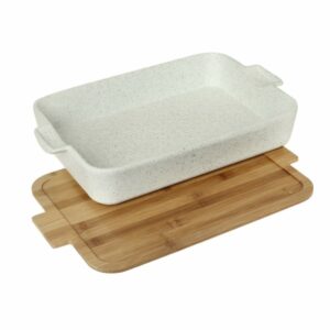 Cryspo Trio Πυρίμαχο Σκεύος Stoneware με Καπάκι Bamboo Plade 43x28cm