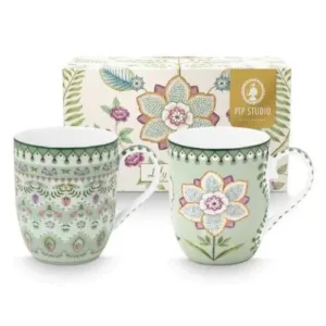 Pip Studio Σετ 2 Πορσελάνινες Κούπες 145ml Lily & Lotus Green