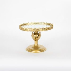 Τουρτιέρα με Μεταλλική Βάση και Καθρέφτη Χρυσή 25.5x25.5x20.5cm