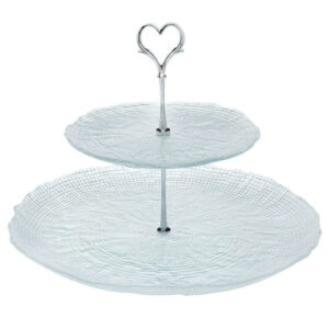 Cryspo Trio Γυάλινη Εταζέρα 2 Ορόφων Διάφανη