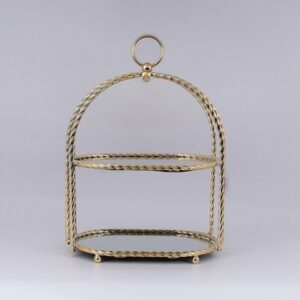 Διακοσμητική Εταζέρα Μεταλλική με Καθρέφτη Χρυσή 22x32x45cm