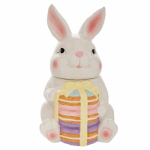 Λευκή Κεραμική Μπισκοτιέρα με Λαγό 14x12x21.5cm 92421