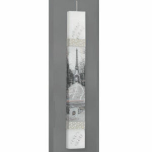 Λαμπάδα Λευκή Πλακέ «Παρίσι» M9140 29cm