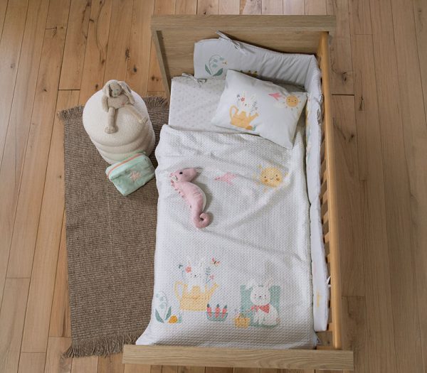 039489 Βρεφική Κουβέρτα Πικέ Κούνιας Nef-Nef Homeware Pic Nic Together Aqua 110×150