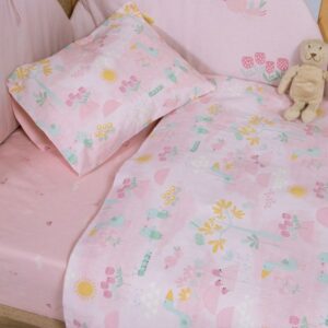 039588 Βρεφικό Σεντόνι Κούνιας Σετ Nef-Nef Homeware Spring Happiness Pink