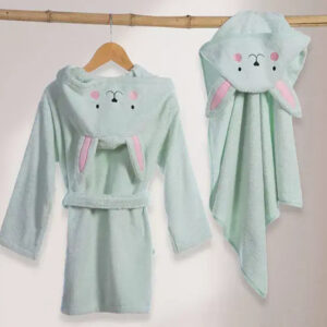Nef-Nef Homeware Βρεφική Κάπα-Μπουρνούζι με Κουκούλα Pic Nic Together Milky Green 75x75εκ.039755