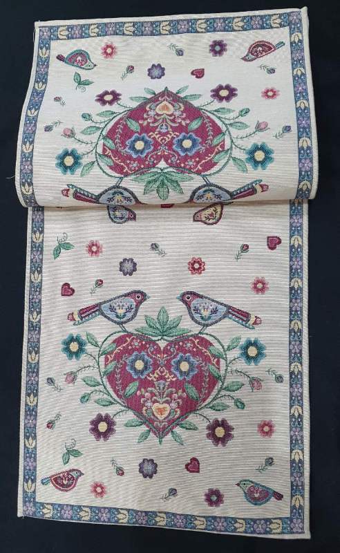 100-259 Ράνερ Τραπεζιού Καρδιά με Πουλάκια 40x100cm