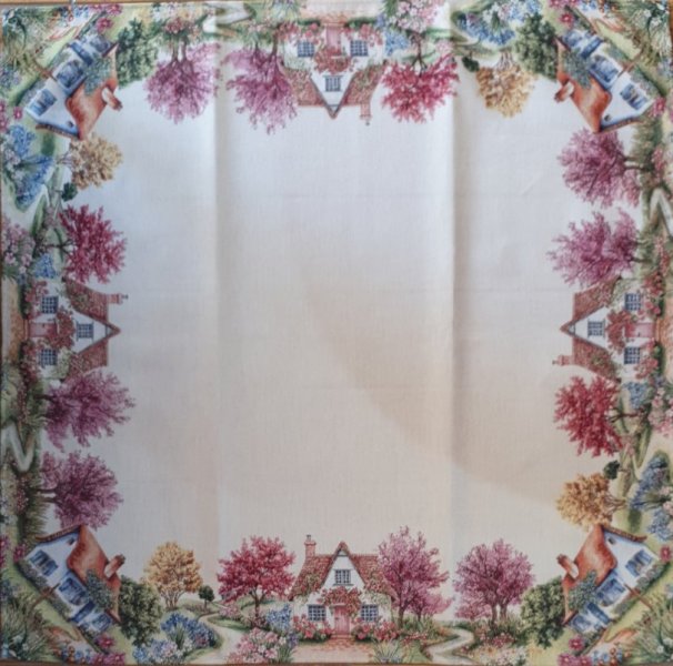 100-270 Κλασικό Καρέ Gobelin με Φλοράλ Σχέδιο 100x100cm
